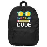 2nd Grade Dude Glasses Back School First Day Of School 16 in Basic Backpack