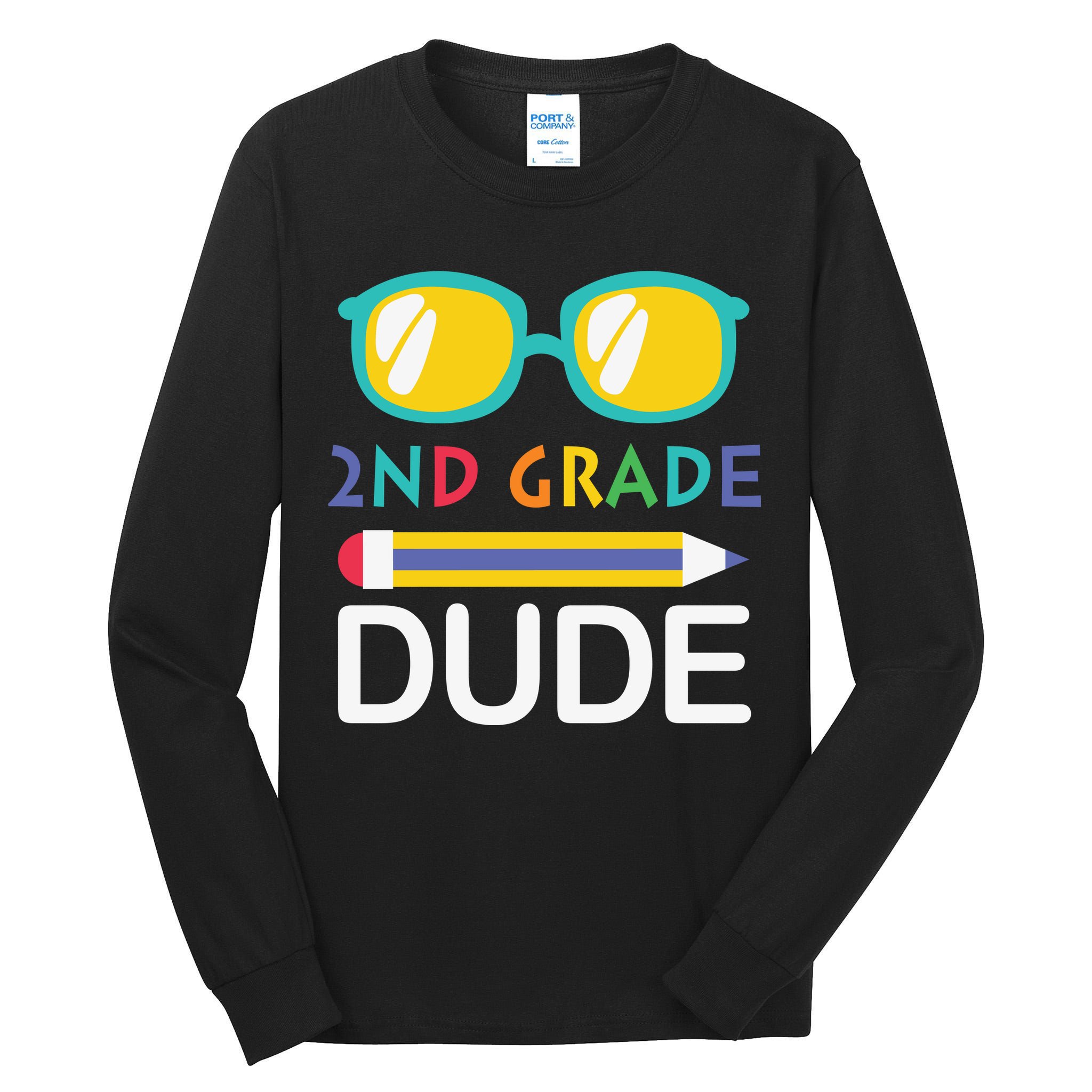 2nd Grade Dude Glasses Back School First Day Of School Tall Long Sleeve T-Shirt