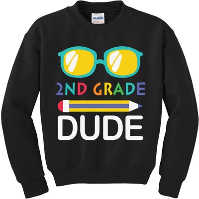 2nd Grade Dude Glasses Back School First Day Of School Kids Sweatshirt