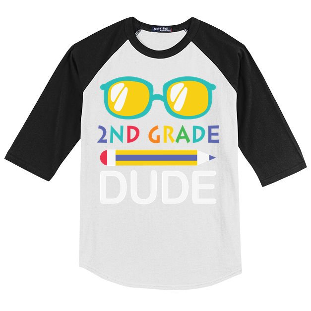 2nd Grade Dude Glasses Back School First Day Of School Kids Colorblock Raglan Jersey