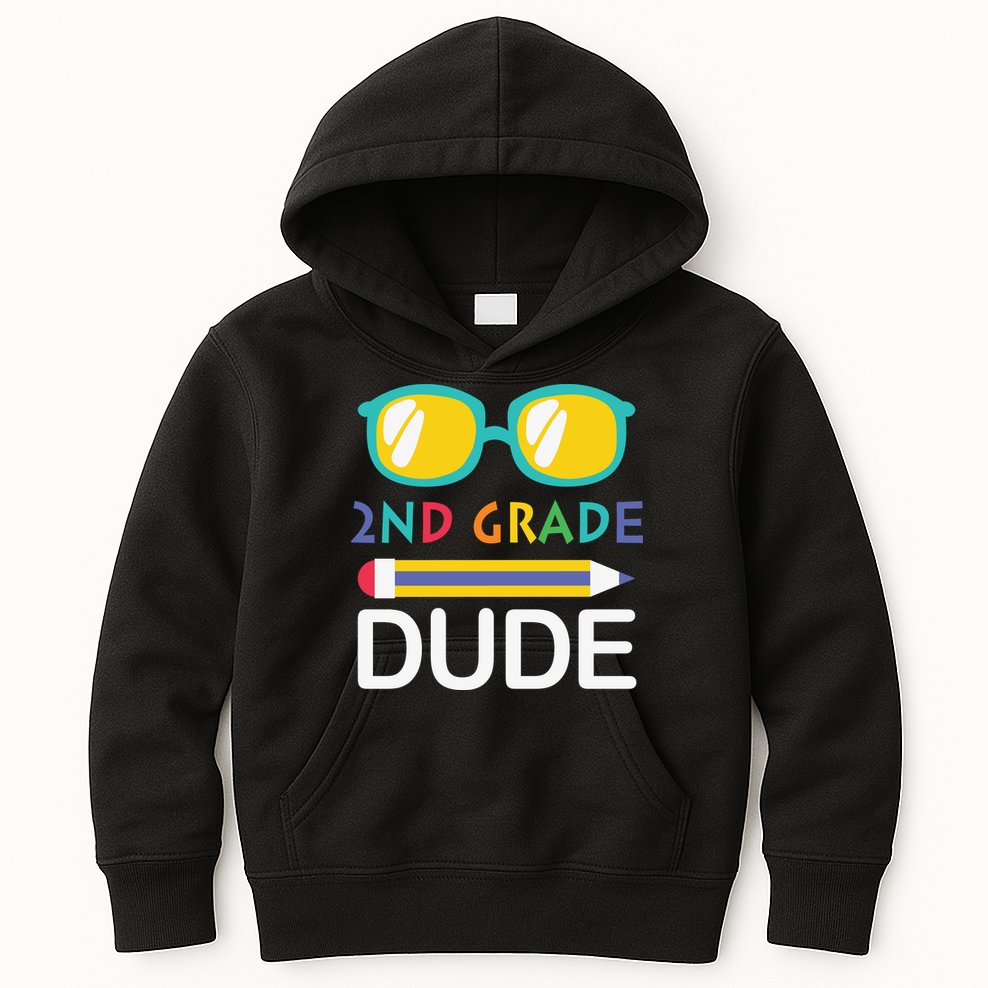 2nd Grade Dude Glasses Back School First Day Of School Kids Hoodie