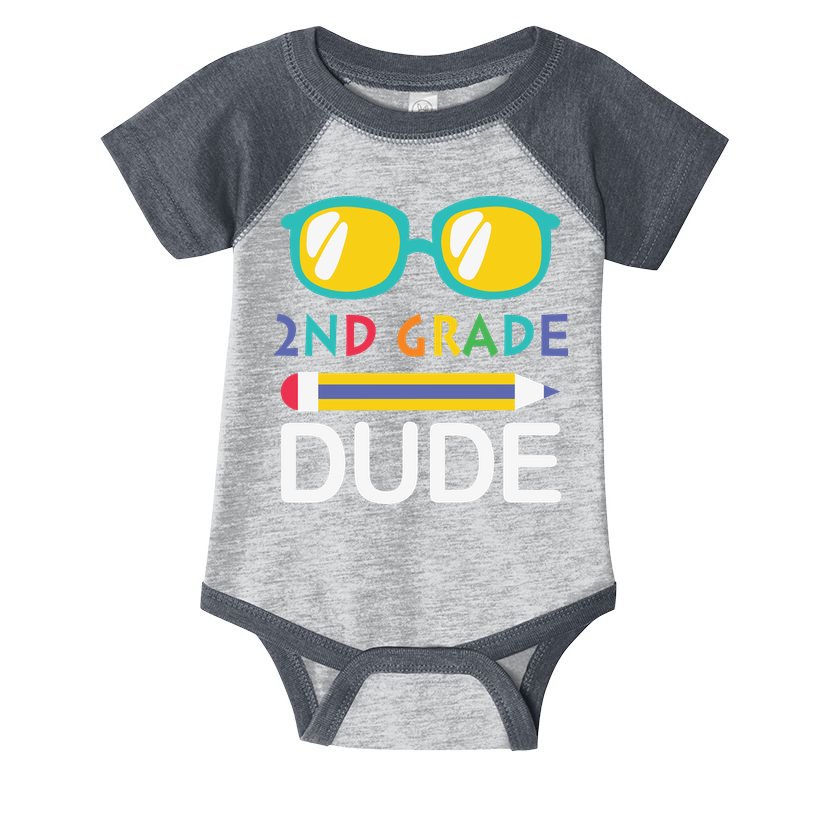 2nd Grade Dude Glasses Back School First Day Of School Infant Baby Jersey Bodysuit