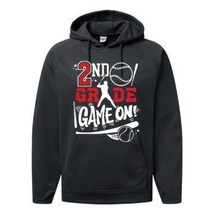 2nd Grade Game On First Day Of School Baseball Second Grade Performance Fleece Hoodie