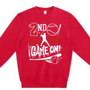 2nd Grade Game On First Day Of School Baseball Second Grade Premium Crewneck Sweatshirt