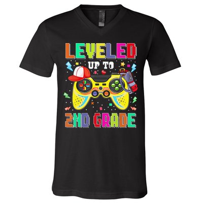 2Nd Grade Gamer First Day Second Grade Back To School V-Neck T-Shirt