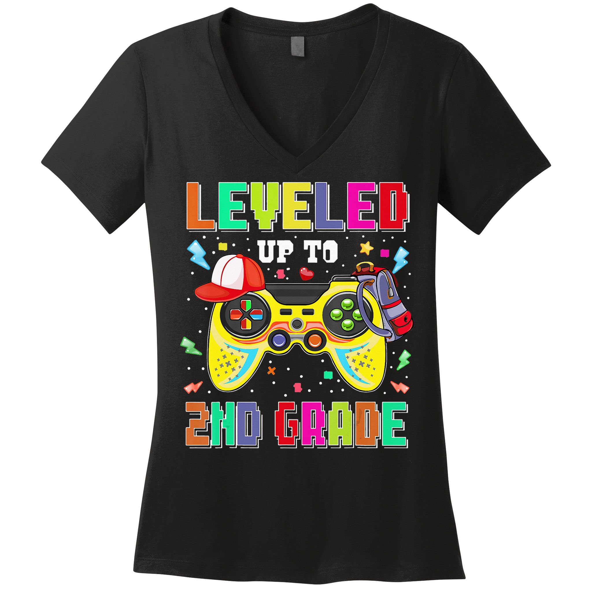 2Nd Grade Gamer First Day Second Grade Back To School Women's V-Neck T-Shirt