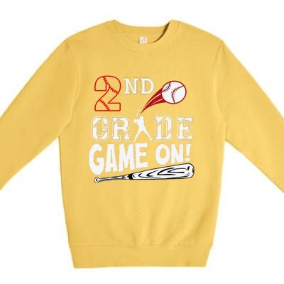 2nd Grade Game On First Day Of School Baseball Second Grade Gift Premium Crewneck Sweatshirt