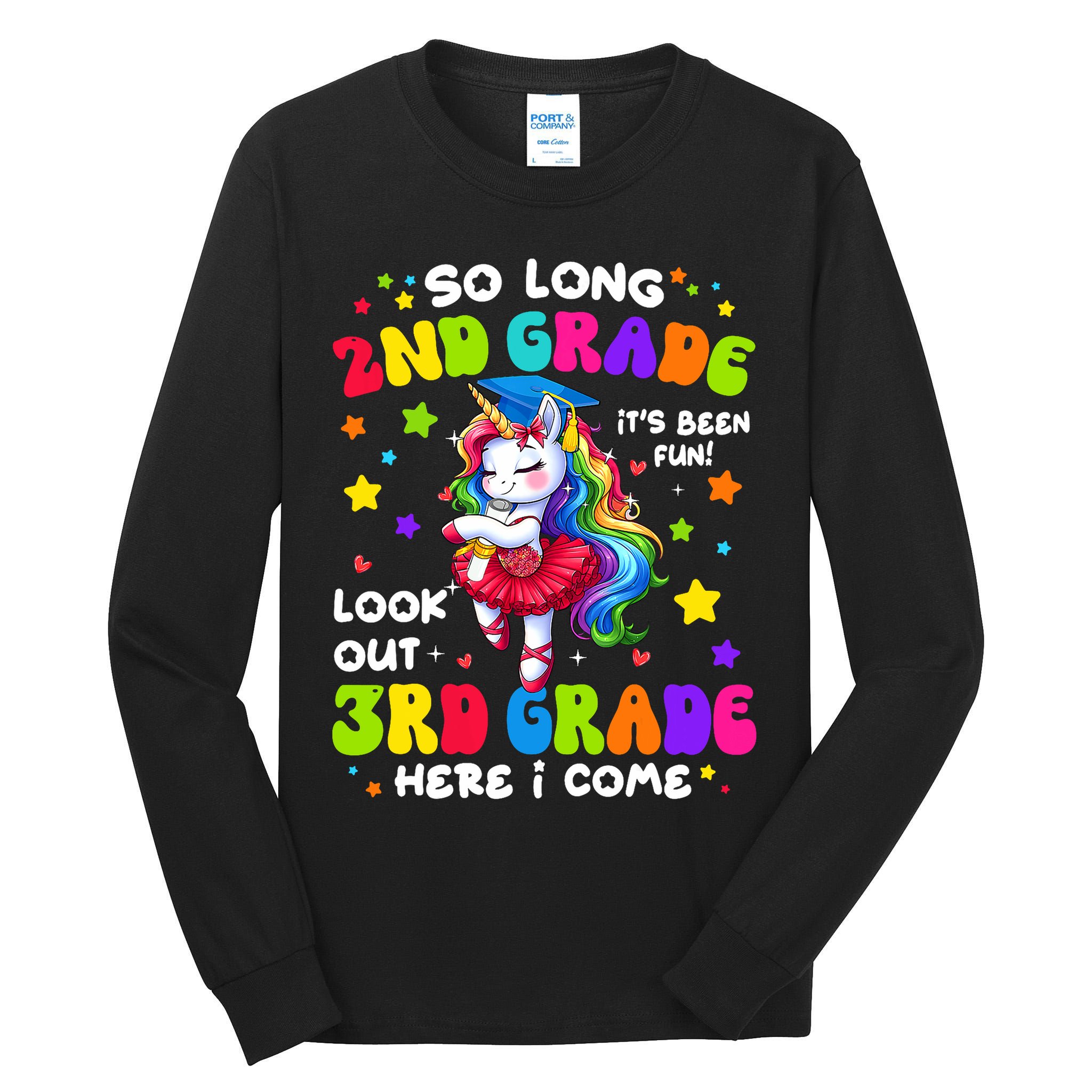 2nd Grade Graduation Girl 3rd Grade Here I Come Unicorn Grad  Tall Long Sleeve T-Shirt