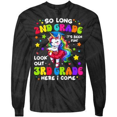 2nd Grade Graduation Girl 3rd Grade Here I Come Unicorn Grad  Tie-Dye Long Sleeve Shirt
