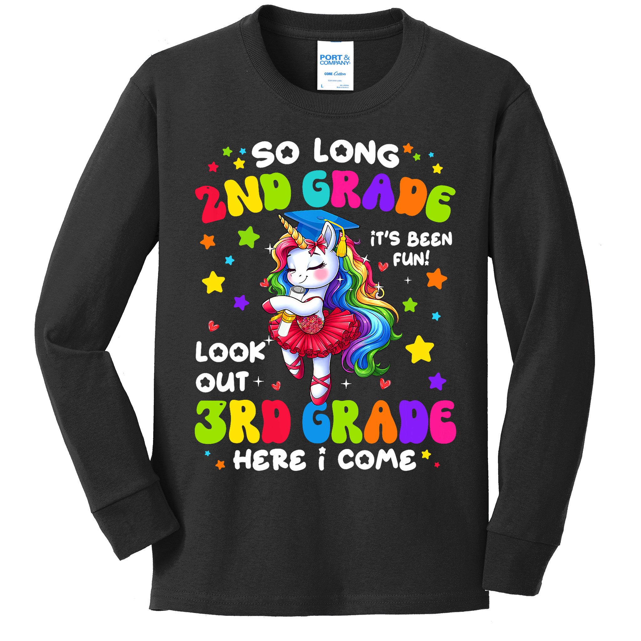 2nd Grade Graduation Girl 3rd Grade Here I Come Unicorn Grad  Kids Long Sleeve Shirt