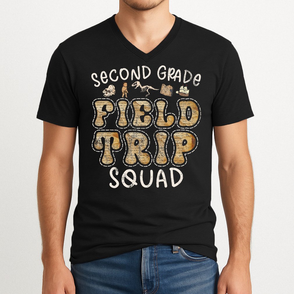 2nd Grade History Museum Field Trip Squad Teacher Student V-Neck T-Shirt