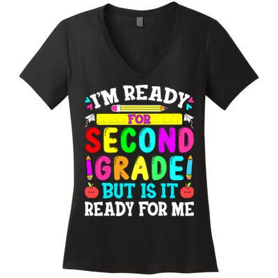 2nd Grade I'm Ready For Second Grade Back To School Women's V-Neck T-Shirt