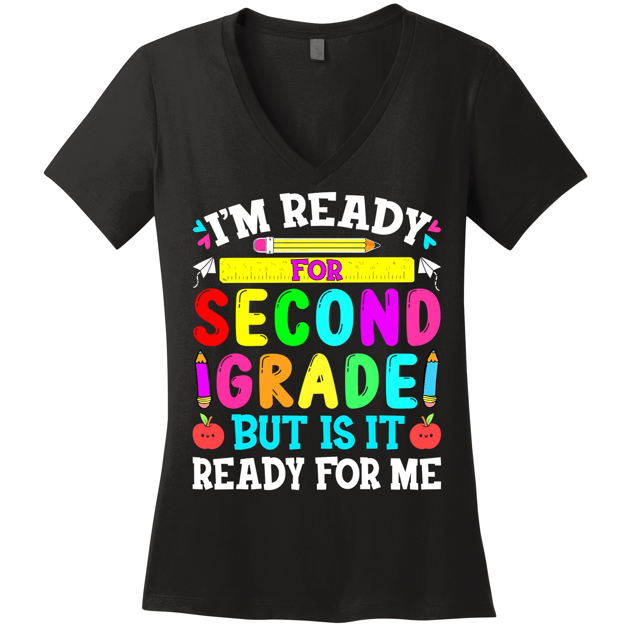 2nd Grade I'm Ready For Second Grade Back To School Women's V-Neck T-Shirt