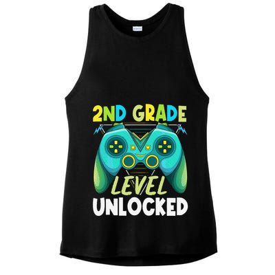 2nd Grade Level Unlocked First Day Back To School Ladies PosiCharge Tri-Blend Wicking Tank