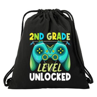 2nd Grade Level Unlocked First Day Back To School Drawstring Bag