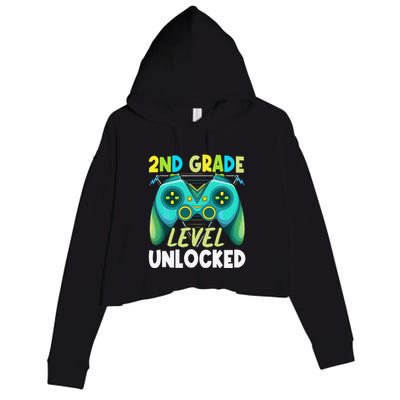 2nd Grade Level Unlocked First Day Back To School Crop Fleece Hoodie