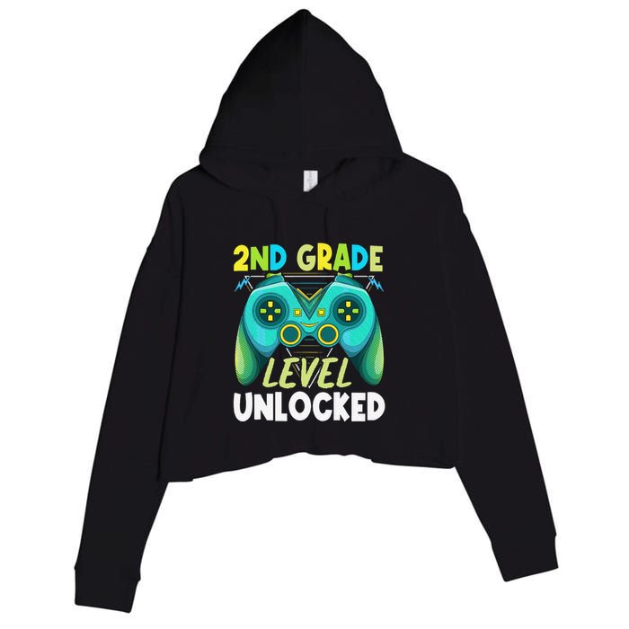 2nd Grade Level Unlocked First Day Back To School Crop Fleece Hoodie