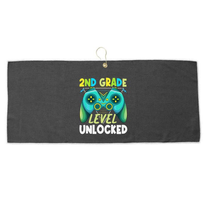 2nd Grade Level Unlocked First Day Back To School Large Microfiber Waffle Golf Towel