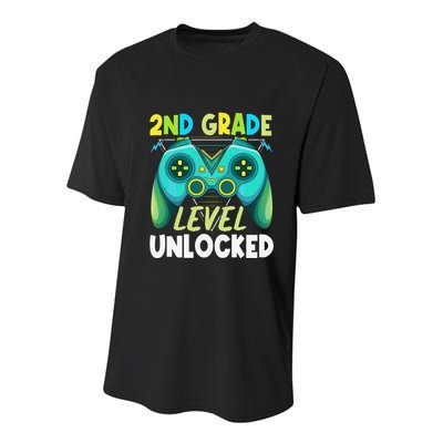 2nd Grade Level Unlocked First Day Back To School Youth Performance Sprint T-Shirt