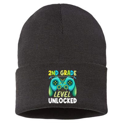 2nd Grade Level Unlocked First Day Back To School Sustainable Knit Beanie