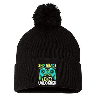 2nd Grade Level Unlocked First Day Back To School Pom Pom 12in Knit Beanie