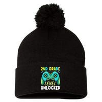 2nd Grade Level Unlocked First Day Back To School Pom Pom 12in Knit Beanie