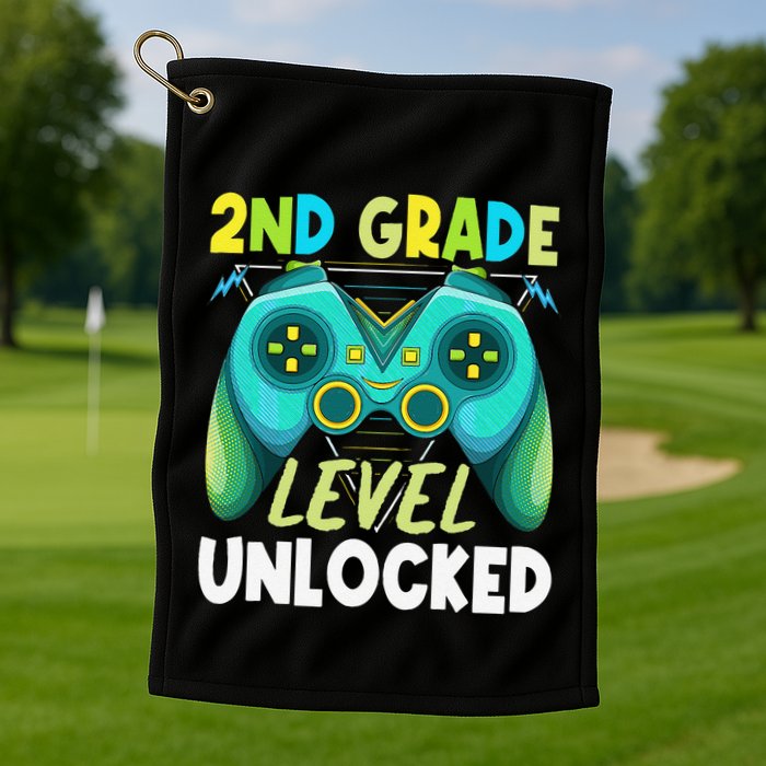 2nd Grade Level Unlocked First Day Back To School Golf Towel