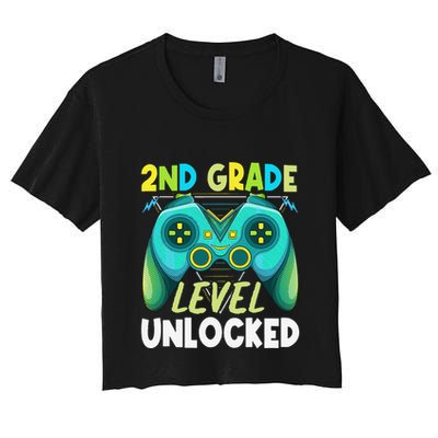 2nd Grade Level Unlocked First Day Back To School Crop Top