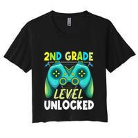 2nd Grade Level Unlocked First Day Back To School Crop Top
