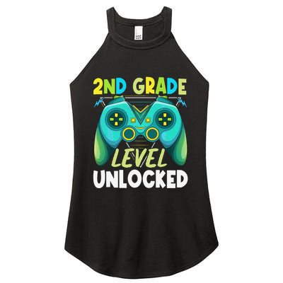 2nd Grade Level Unlocked First Day Back To School Women's Perfect Tri Rocker Tank