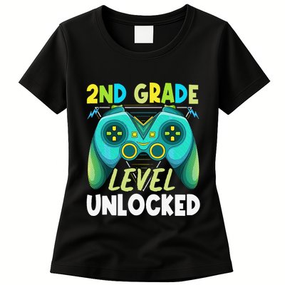 2nd Grade Level Unlocked First Day Back To School Womens T-Shirt