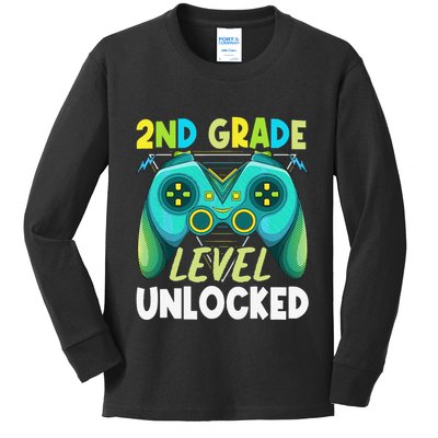 2nd Grade Level Unlocked First Day Back To School Kids Long Sleeve Shirt