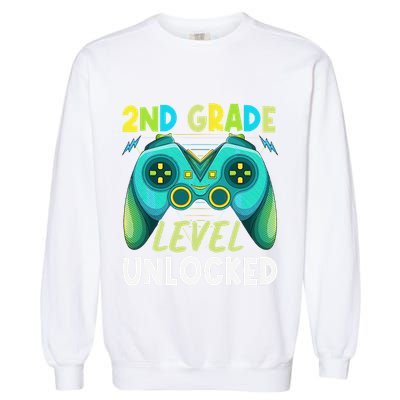 2nd Grade Level Unlocked First Day Back To School Garment-Dyed Sweatshirt
