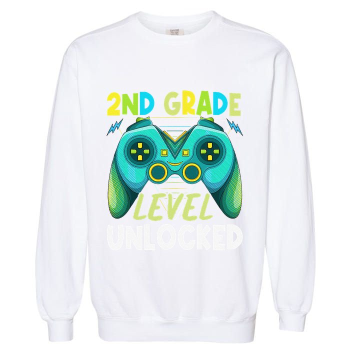 2nd Grade Level Unlocked First Day Back To School Garment-Dyed Sweatshirt