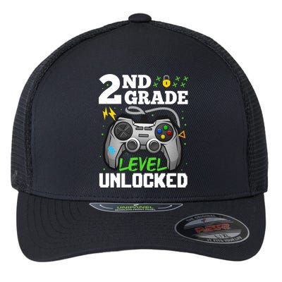 2Nd Grade Level Unlocked Video Game Team Second Grade Gift Flexfit Unipanel Trucker Cap