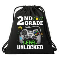 2Nd Grade Level Unlocked Video Game Team Second Grade Gift Drawstring Bag