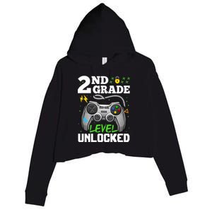 2Nd Grade Level Unlocked Video Game Team Second Grade Gift Crop Fleece Hoodie