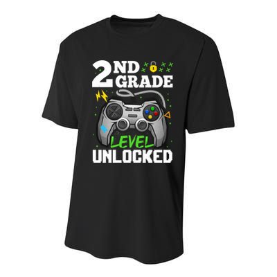 2Nd Grade Level Unlocked Video Game Team Second Grade Gift Youth Performance Sprint T-Shirt