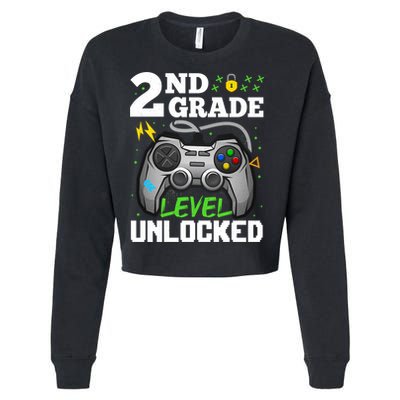 2Nd Grade Level Unlocked Video Game Team Second Grade Gift Cropped Pullover Crew