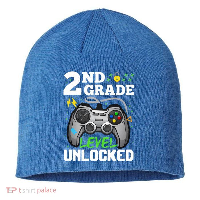 2Nd Grade Level Unlocked Video Game Team Second Grade Gift Sustainable Beanie