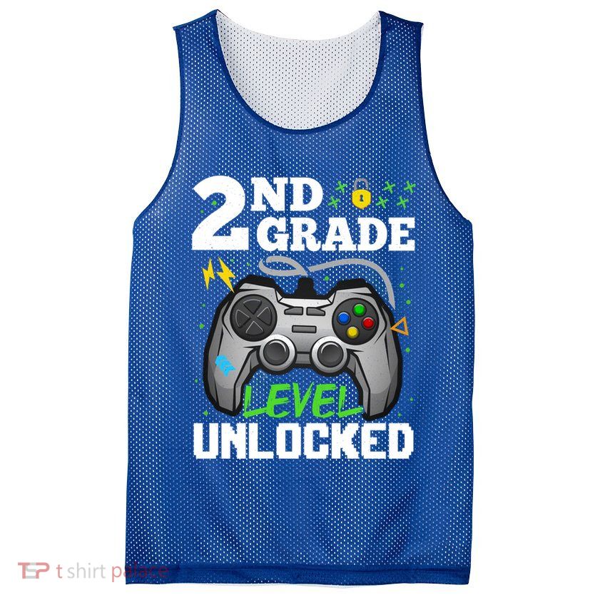 2Nd Grade Level Unlocked Video Game Team Second Grade Gift Mesh Reversible Basketball Jersey Tank