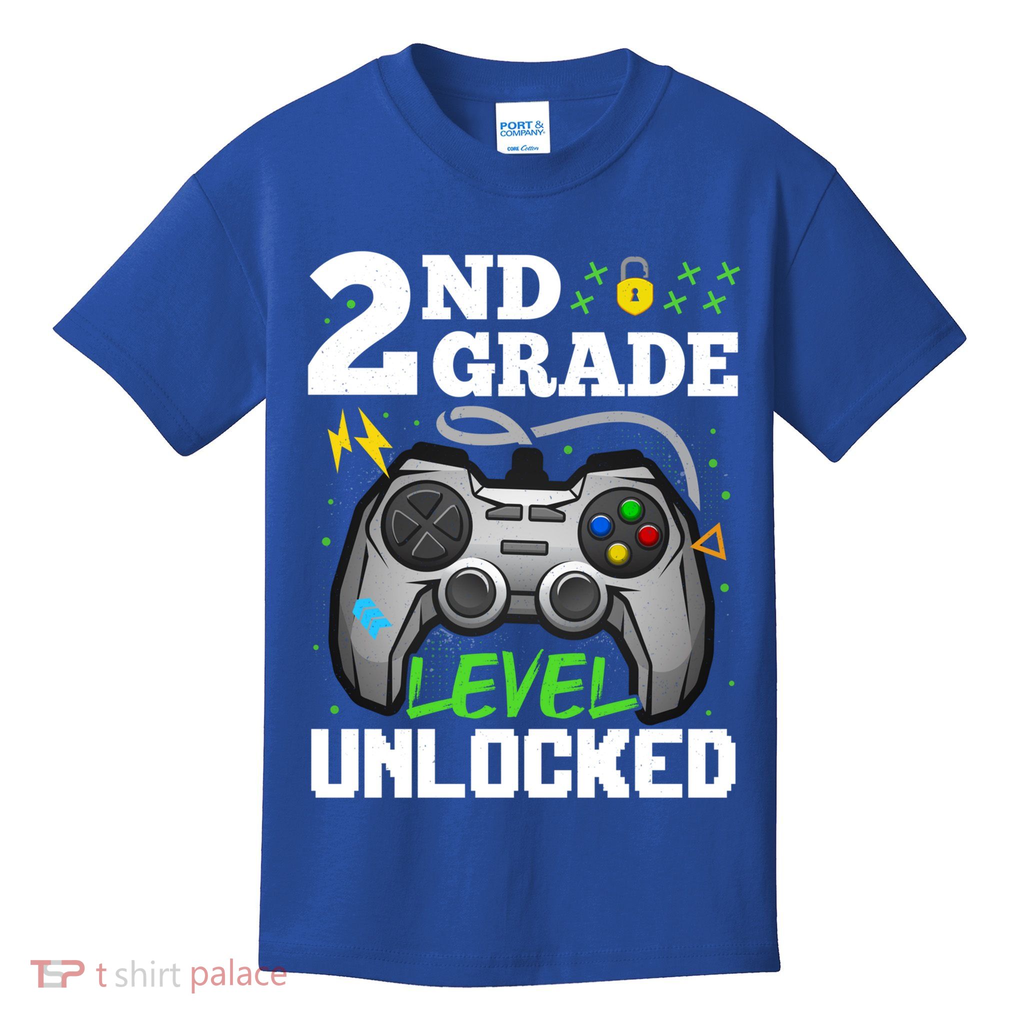 2Nd Grade Level Unlocked Video Game Team Second Grade Gift Kids T-Shirt