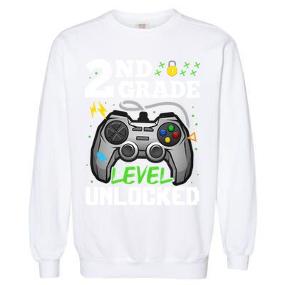2Nd Grade Level Unlocked Video Game Team Second Grade Gift Garment-Dyed Sweatshirt