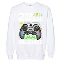 2Nd Grade Level Unlocked Video Game Team Second Grade Gift Garment-Dyed Sweatshirt