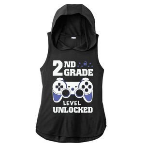 2Nd Grade Level Unlocked Video Gamers First Day Of School Funny Gift Ladies PosiCharge Tri-Blend Wicking Draft Hoodie Tank