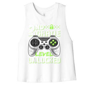 2nd Grade Level Unlocked Video Game Back To School Boy Women's Racerback Cropped Tank