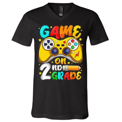 2Nd Grade Level Unlocked Game On 2Nd Grade Back To School V-Neck T-Shirt