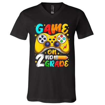 2Nd Grade Level Unlocked Game On 2Nd Grade Back To School V-Neck T-Shirt