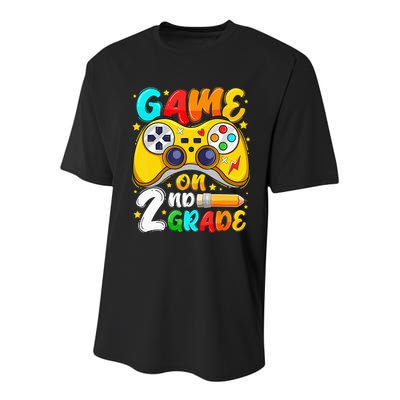 2Nd Grade Level Unlocked Game On 2Nd Grade Back To School Youth Performance Sprint T-Shirt