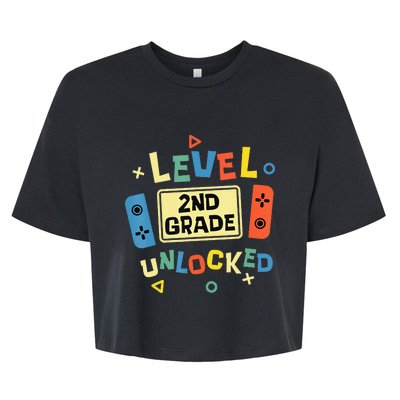 2Nd Grade Level Unlocked Video Gamer Back To School Bella+Canvas Jersey Crop Tee